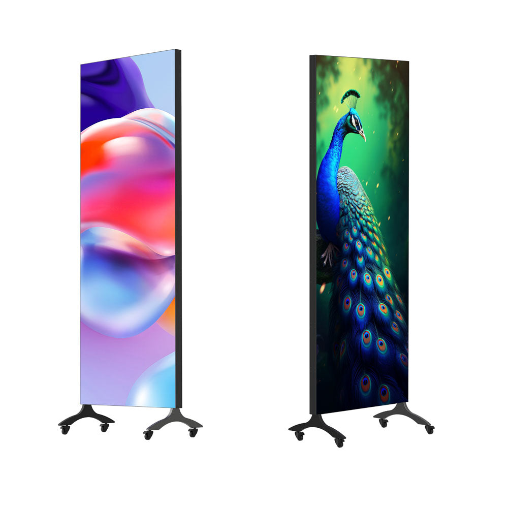 P1.56 Dual sided mobile free standing LED digital poster, GOB protective, ultra slim